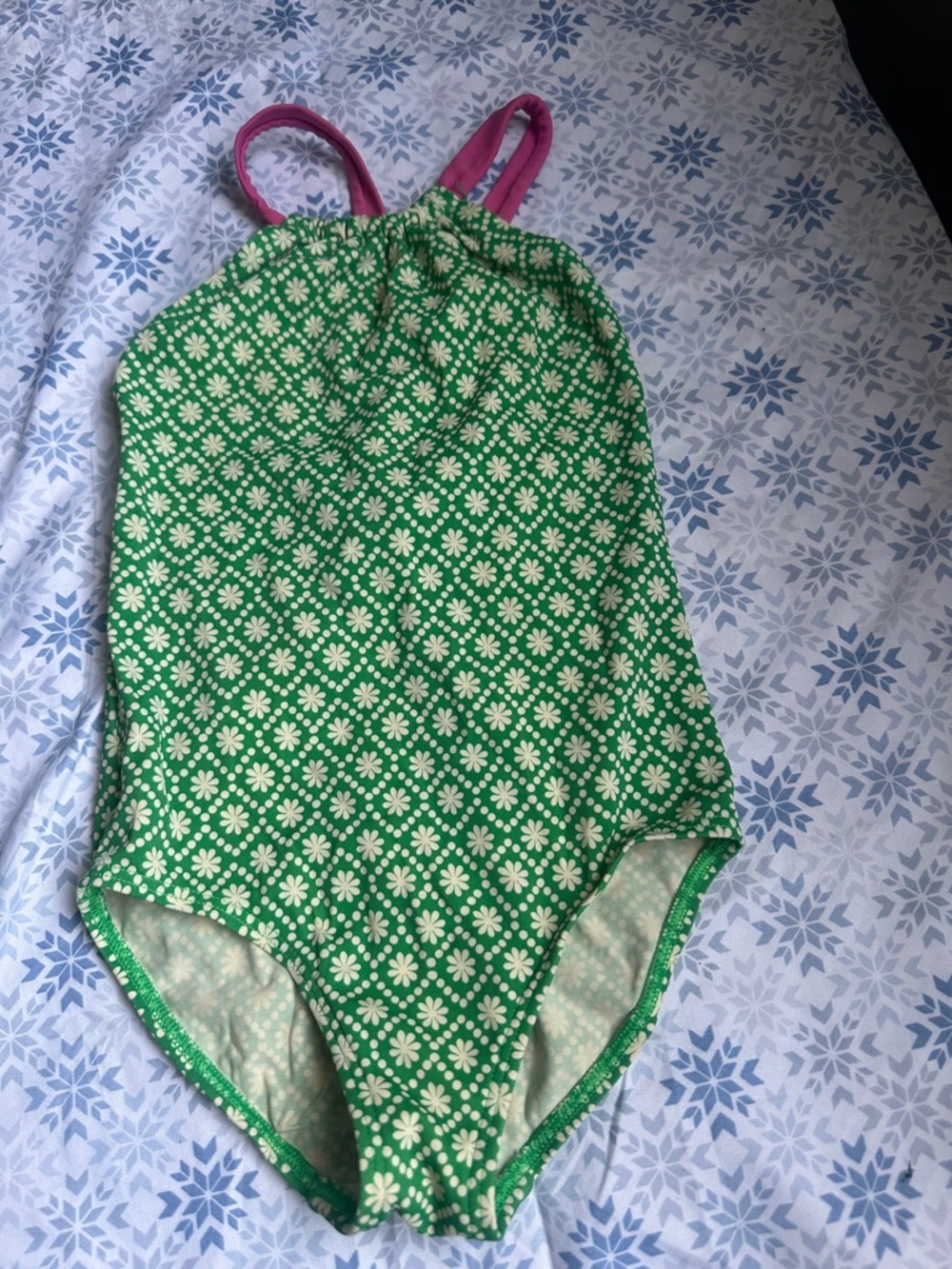 Boden Green and White Floral One-Piece Swim Suit